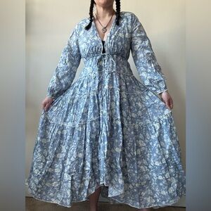 Free People Blue Floral Boho High Low Dress